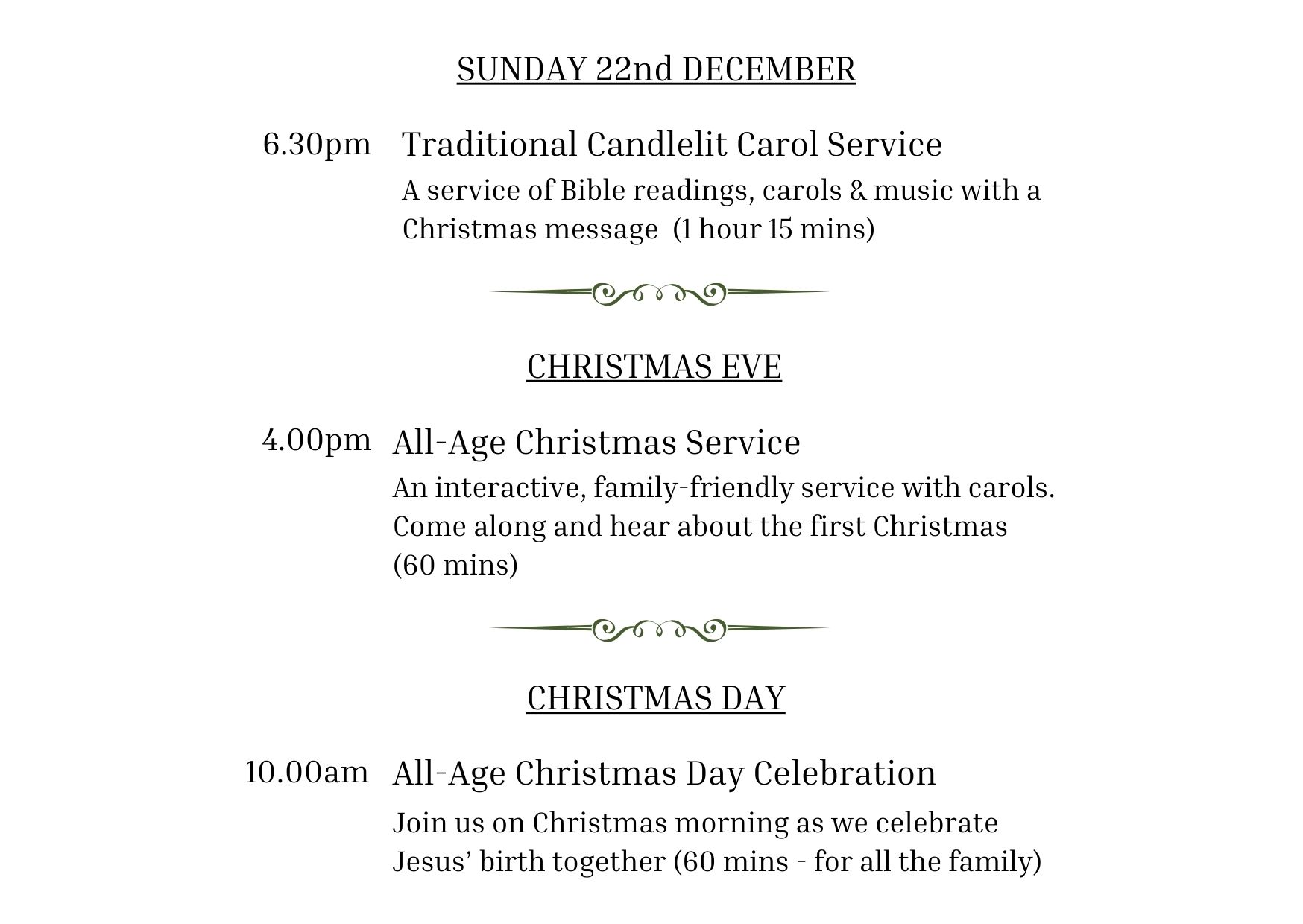 Christmas services for website